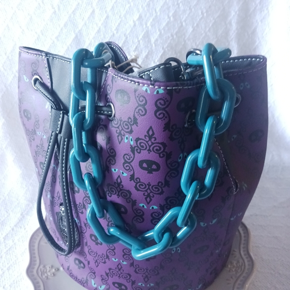 Disney Parks × Loungefly The Haunted Mansion Wallpaper Drawstring Purse GITD - Picture 2 of 11